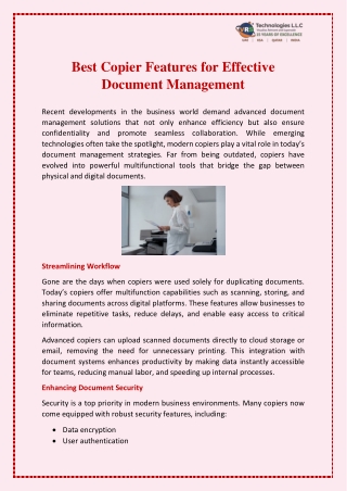 Best Copier Features for Effective Document Management
