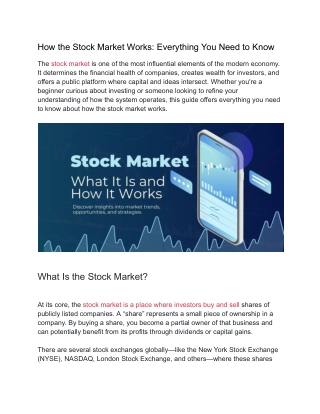 How the Stock Market Works: Everything You Need to Know