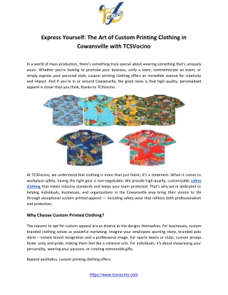 Express Yourself_ The Art of Custom Printing Clothing in Cowansville with TCSVocino