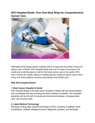 IOCI Hospital Noida_ Your Trusted Partner in Comprehensive Cancer Care