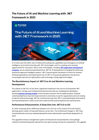 The Future of AI and Machine Learning with .NET Framework in 2025