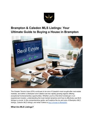 Brampton & Caledon MLS Listings_ Your Ultimate Guide to Buying a House in Brampton