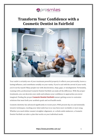 Transform Your Confidence with a Cosmetic Dentist in Fairfield
