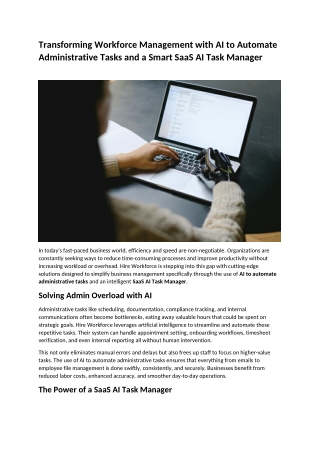 Transforming Workforce Management with AI to Automate Administrative Tasks and a Smart SaaS AI Task Manager