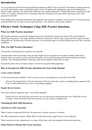 Effective Study Techniques Using SQE Practice Questions