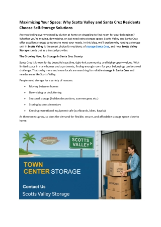 Maximizing Your Space Why Scotts Valley and Santa Cruz Residents Choose Self-Storage Solutions
