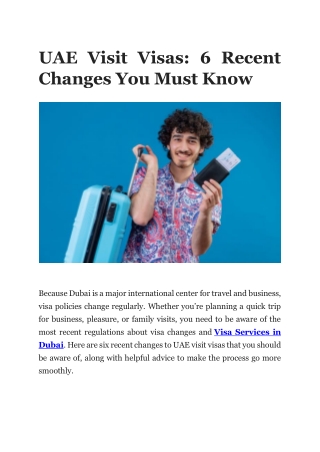 6 Recent Changes In UAE Visit Visas You Must Know
