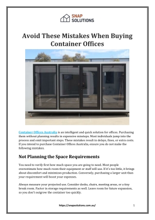 Avoid These Mistakes When Buying Container Offices