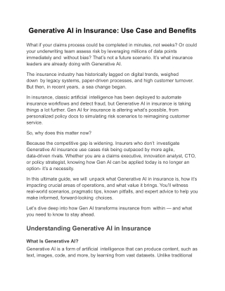 Generative AI in Insurance- Use Case and Benefits