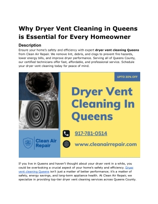 Dryer Vent Cleaning in Queens