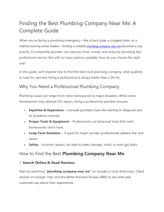 Plumbing Company Near Me