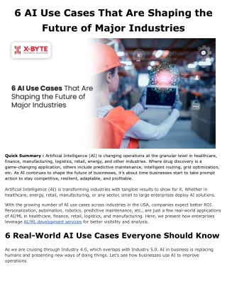 6 AI Use Cases That Are Shaping the Future of Major Industries