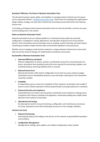 Boosting IT Efficiency- The Power of Network Automation Tools