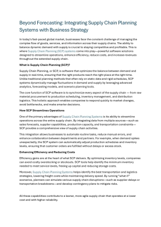 Supply Chain Planning Systems