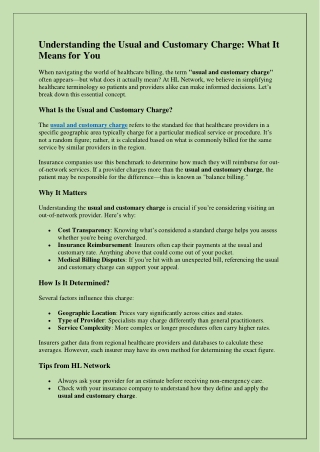 Understanding the Usual and Customary Charge: What It Means for You