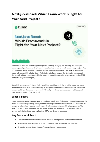 Next.js vs React: Which Framework is Right for Your Next Project?