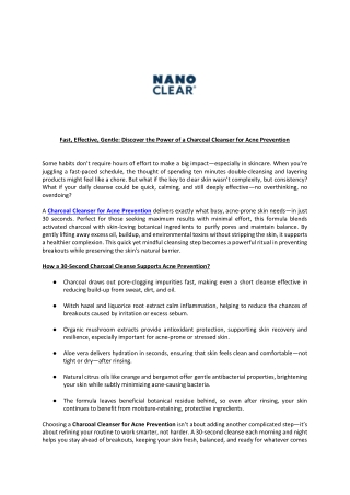 Fast, Effective, Gentle Discover the Power of a Charcoal Cleanser for Acne Prevention