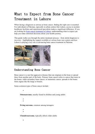 What to Expect from Bone Cancer Treatment in Lahore