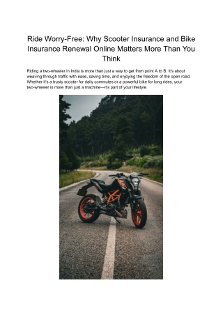 2 Wheeler Bike Insurance Renewal Made Simple