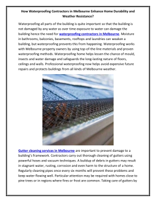 How Waterproofing Contractors in Melbourne Enhance Home Durability and Weather Resistance