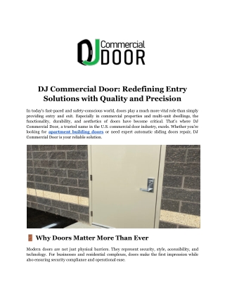 DJ Commercial Door_ Redefining Entry Solutions with Quality and Precision