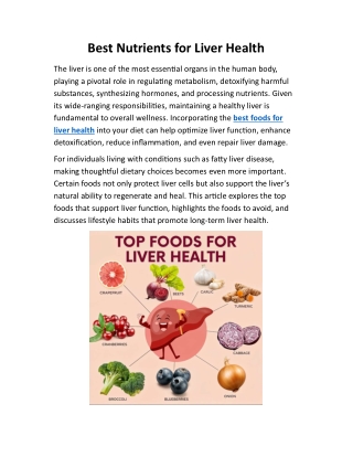 Best Nutrients for Liver Health
