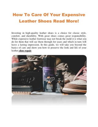How To Care Of Your Expensive Leather Shoes Read More