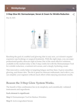 3-Step Glow Kit Dermastamper, Serum & Cream for Wrinkle Reduction.