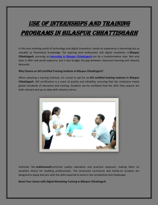 Use of Internships and Training Programs in Bilaspur Chhattisgarh