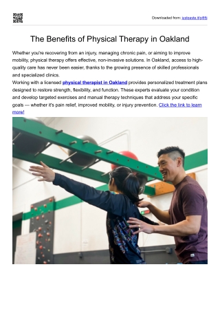 The Benefits of Physical Therapy in Oakland