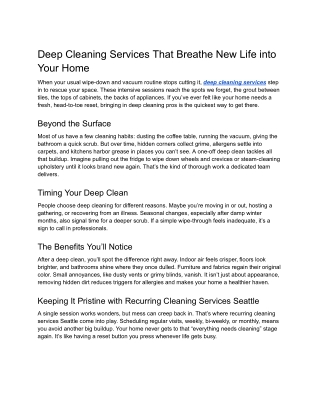 Deep Cleaning Services