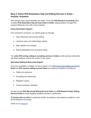 Online PhD Dissertation Help and Editing Services in Dubai – Anytime, Anywhere