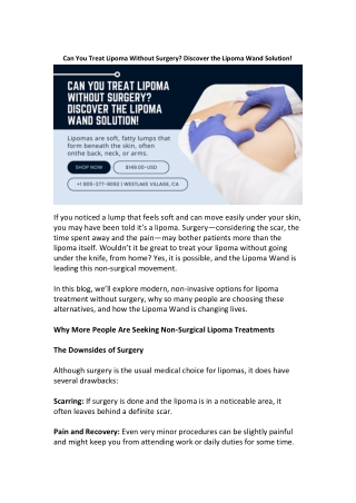 Can You Treat Lipoma Without Surgery  Discover the Lipoma Wand Solution
