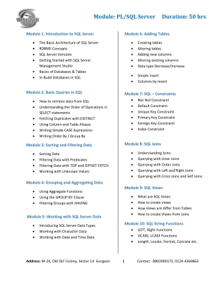Become a SQL Expert with Webs Jyoti Training