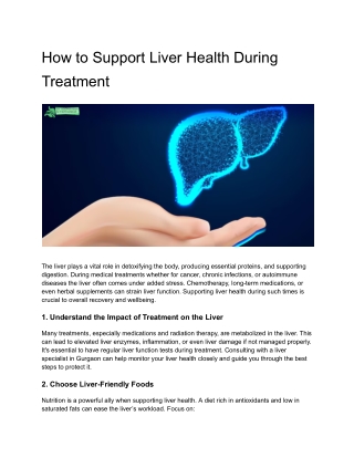 How to Support Liver Health During Treatment