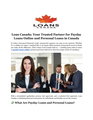 Loan Canada_ Your Trusted Partner for Payday Loans Online and Personal Loans in Canada
