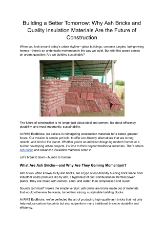 Fly Ash Bricks Factory Producing Sustainable Building Materials