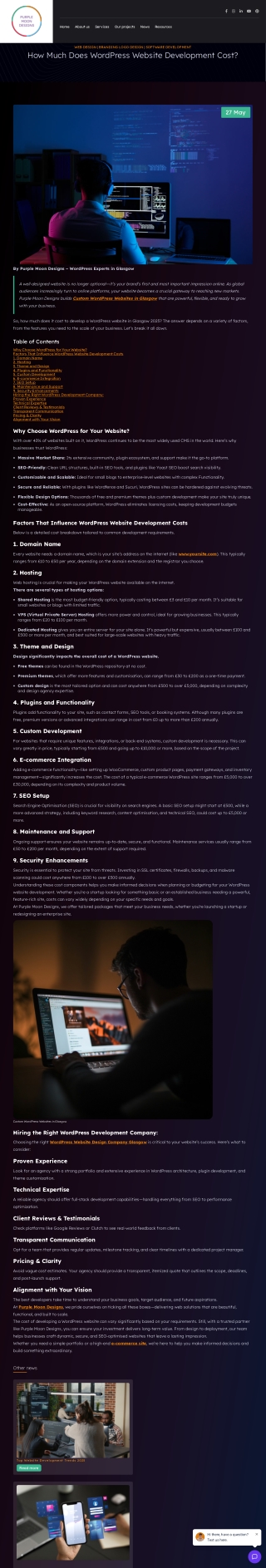 How Much Does a WordPress Website Cost in Glasgow 2025