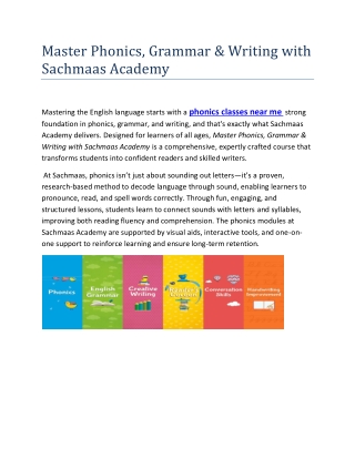 phonics classes near me