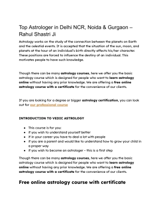 Top Astrologer in Delhi NCR, Noida & Gurgaon – Rahul Shastri Ji