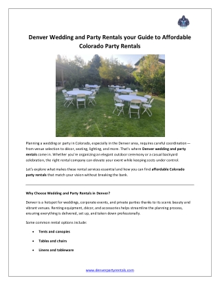 Denver Wedding and Party Rentals your Guide to Affordable Colorado Party Rentals