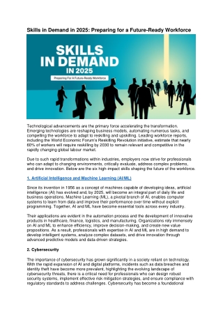 Skills in Demand in 2025: Preparing for a Future-Ready Workforce