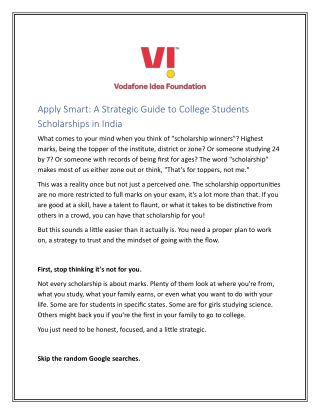 Apply Smart A Strategic Guide to College Students Scholarships in India