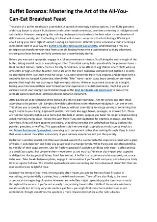 Buffet Bonanza Mastering the Art of the All-You-Can-Eat Breakfast Feast