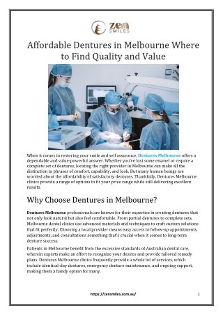 Affordable Dentures in Melbourne Where to Find Quality and Value