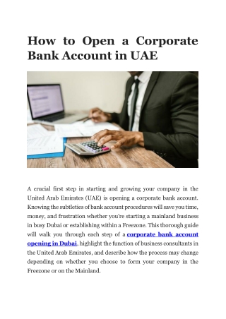 How to Open a Corporate Bank Account in UAE