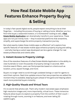 How Real Estate Mobile App Features Enhance Property Buying & Selling