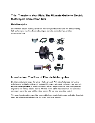 Title_ Transform Your Ride_ The Ultimate Guide to Electric Motorcycle Conversion Kits