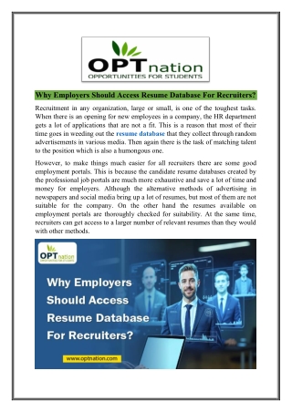 Free Resume Database For Recruiters