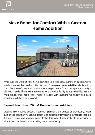 Make Room for Comfort With a Custom Home Addition